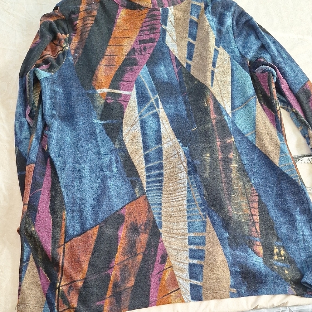 Geometric Pattern Open-Front Cardigan - Picture 9 of 9